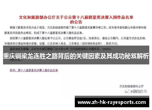 重庆铜梁龙连胜之路背后的关键因素及其成功秘笈解析